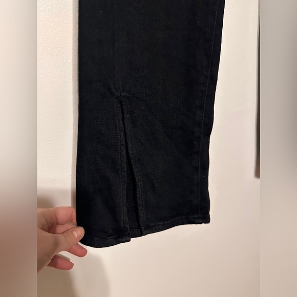 Pistola Teagan Slit Hem High-Rise Straight Jeans in black dark vinyl size 32 - Picture 5 of 7